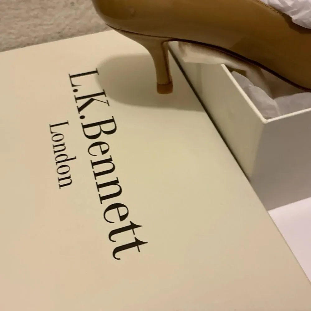 New with box LK Bennett Camel Patent Leather Heels